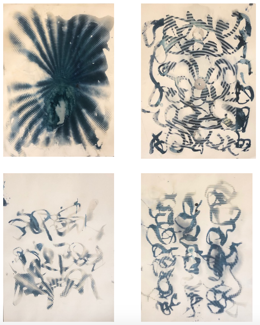 Fuego Azul 15-18, cianotype on cotton paper. Courtesy of Le Laboratoire