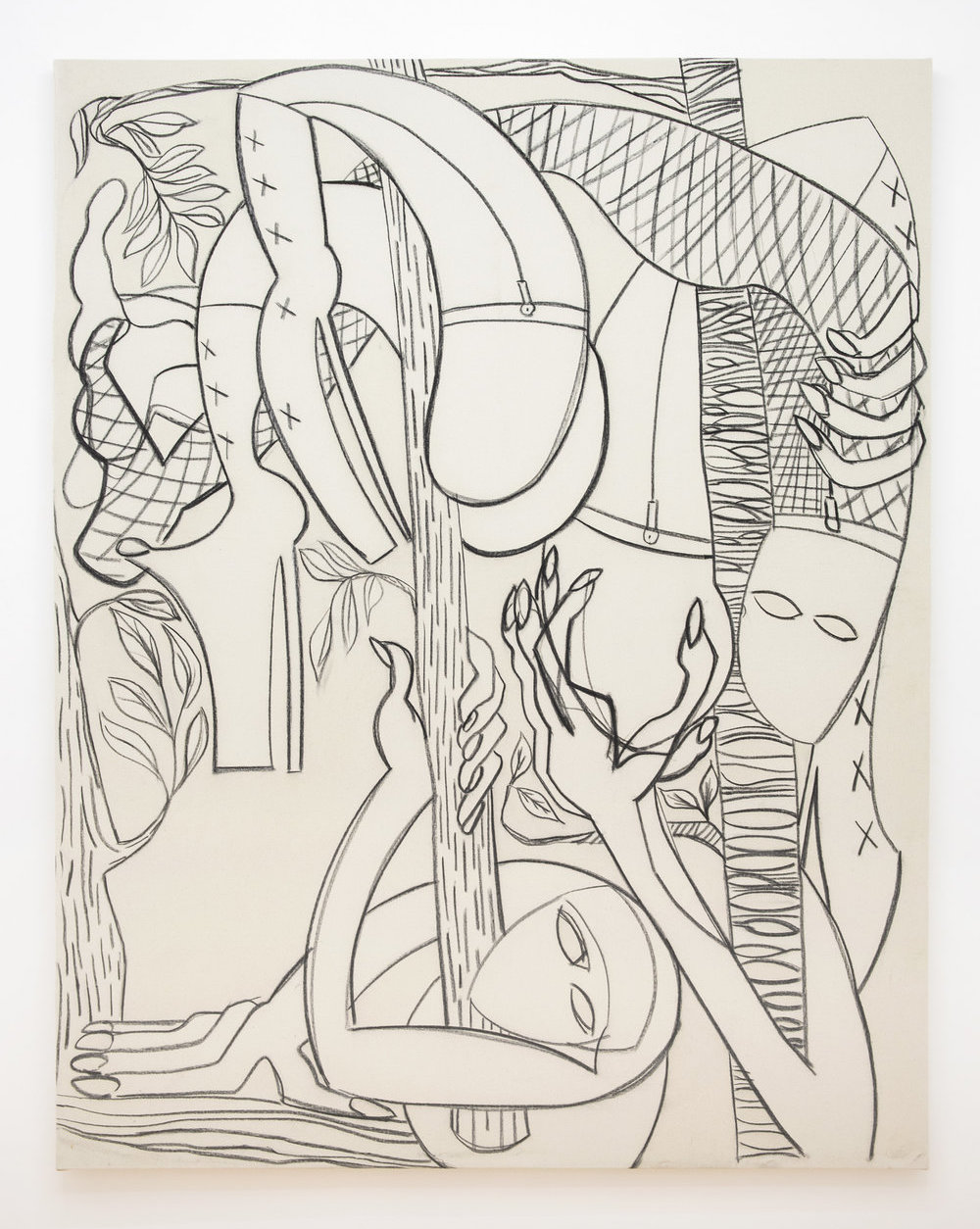Chelsea Culprit “Elastic Chimeras Unbound and Regenerating”, 2019. Charcoal on canvas, Courtesy of Lulu
