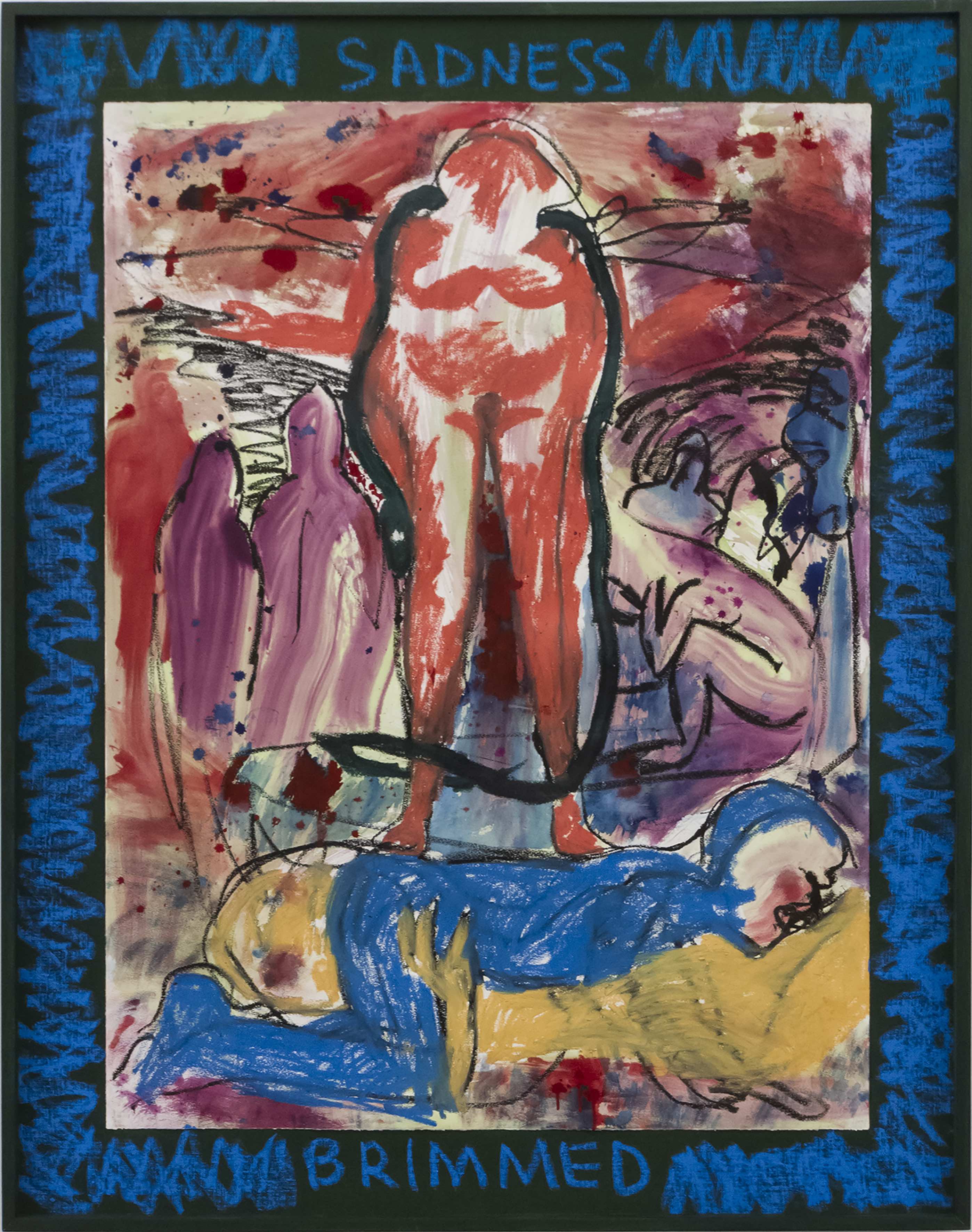 Pia Camil, Sadness brimmed, 2020, Liquid watercolor, acrylic ink and oil stick on paper, 154.5 x 120 cm. Courtesy of the artist and OMR Gallery