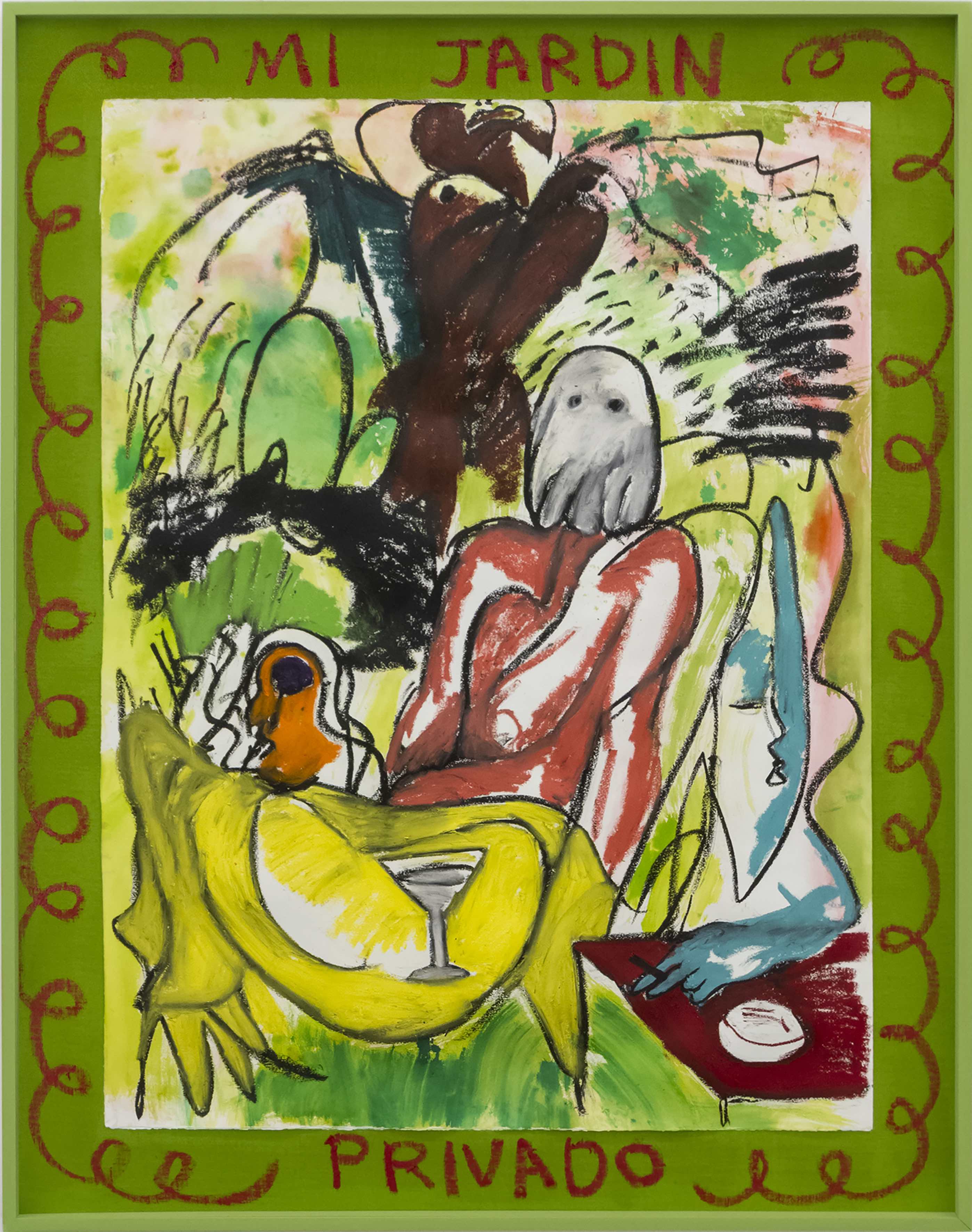Pia Camil, Mi jardín privado, 2020, Liquid watercolor, acrylic ink and oil stick on paper, 154.5 x 120 cm. Courtesy of the artist and OMR Gallery