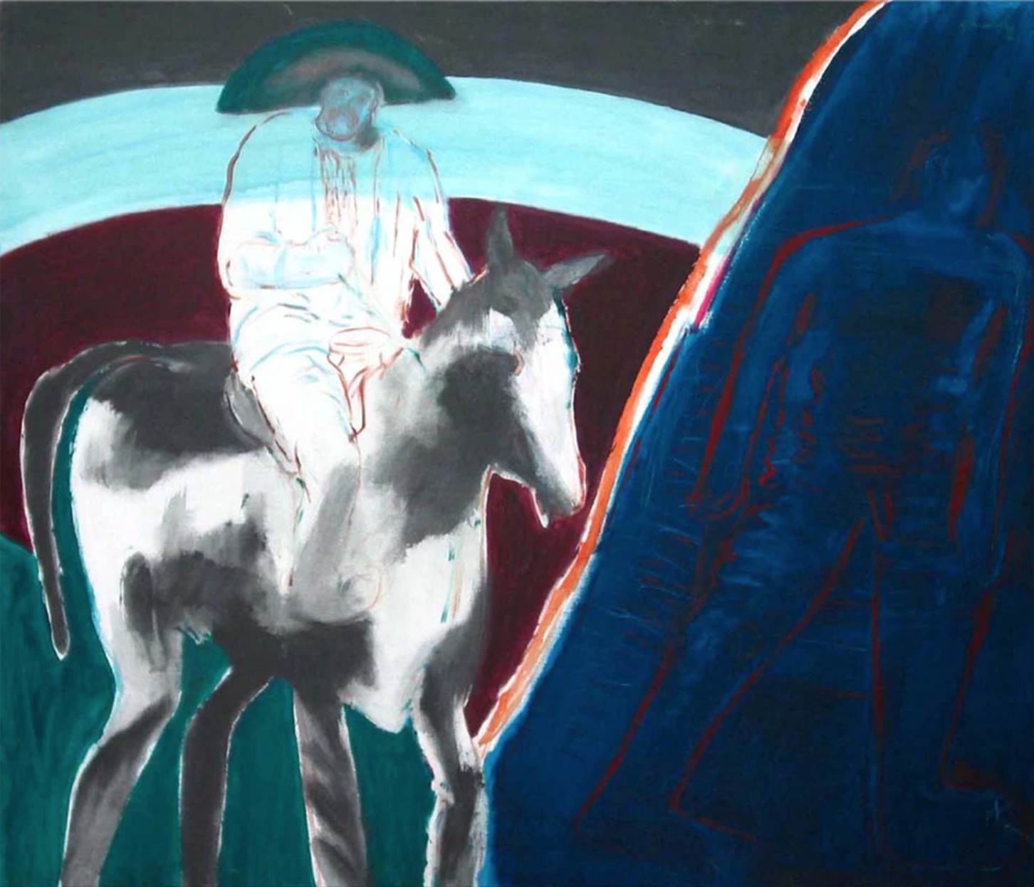 Gilberto Aceves Navarro, Pancho Villa atrapa a su unicornio, 1996, acrylic on canvas, 120 x 140 cm. Courtesy: Fundación Aceves Navarro AC