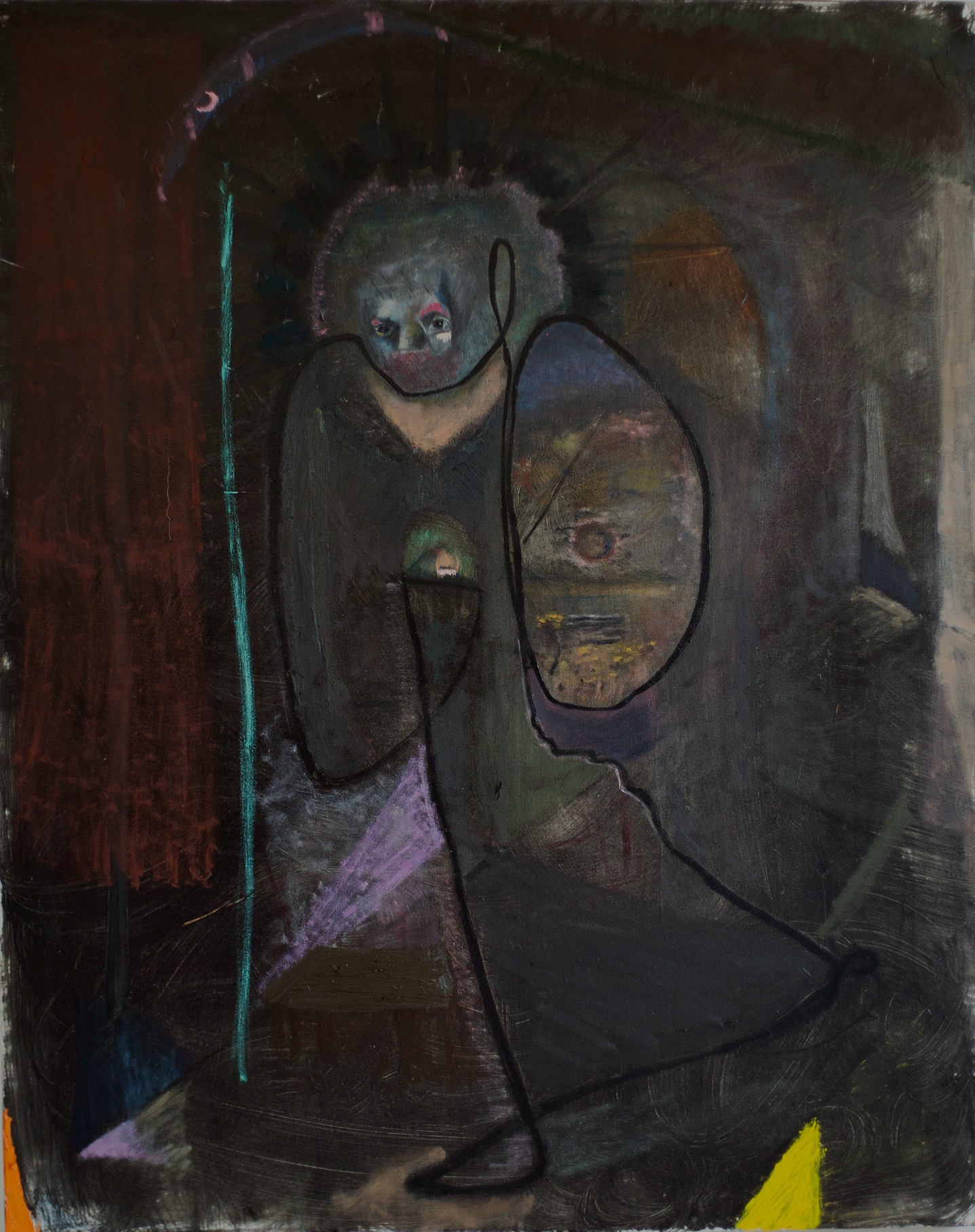 Rodrigo Echeverría, Repartidor nocturno de rappi, 2020, Oil on canvas, 152 x 120 cm. Courtesy of the artist