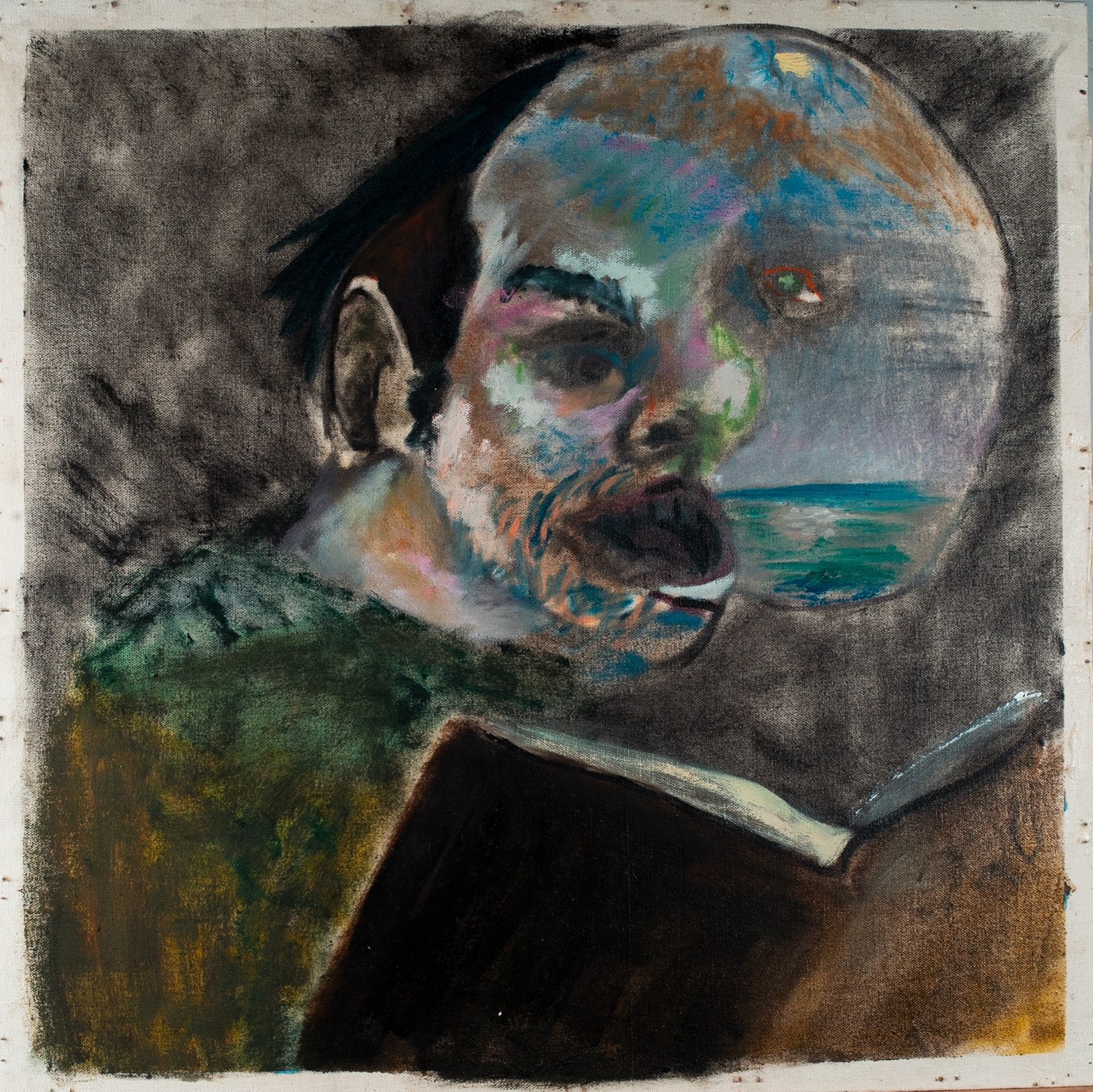 Rodrigo Echeverría, Cantante de coro, en sol, 2020, Oil on canvas, 59 x 59 cm. Courtesy of the artist