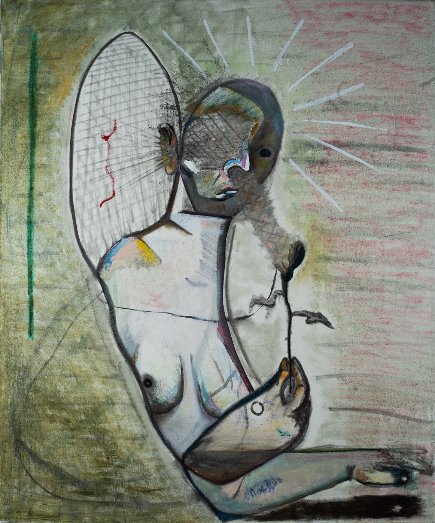 Rodrigo Echeverría, Oler la flor, escuchar el color, 2020, Oil on canvas, 120 x 110 cm. Courtesy of the artist