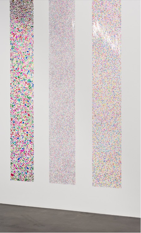 Carolina Magis Weinberg, Made in China; Bought in San Francisco, Made in Mexico; Bought in Los Angeles, Made in México; Bought in México, 2015. Plastic on confettï 