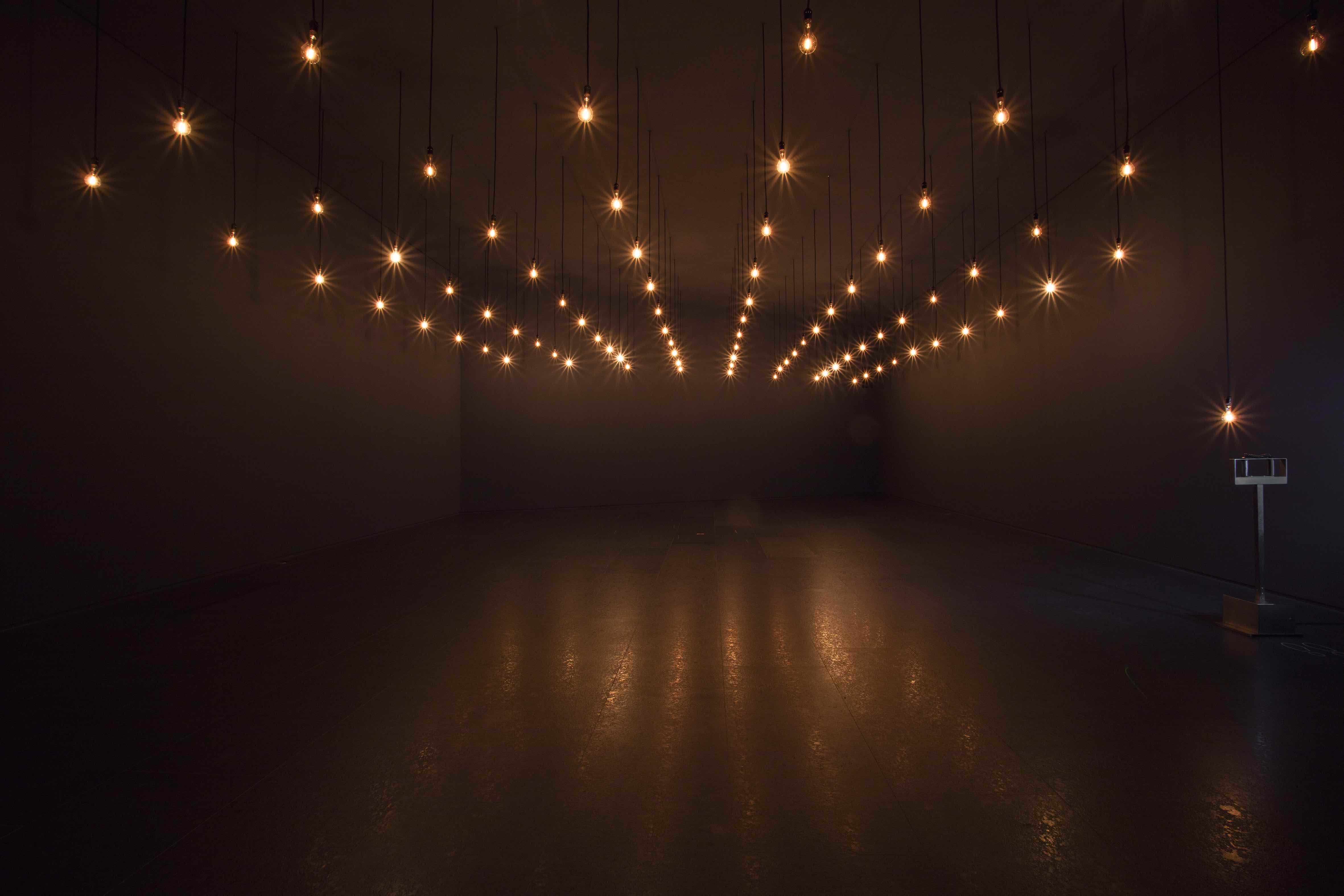 View of Rafael Lozano-Hemmer’s exhibition Latidos at Espacio Arte Abierto, 2020. Photo: Francisco Kochen. Courtesy of Espacio Arte Abierto. 