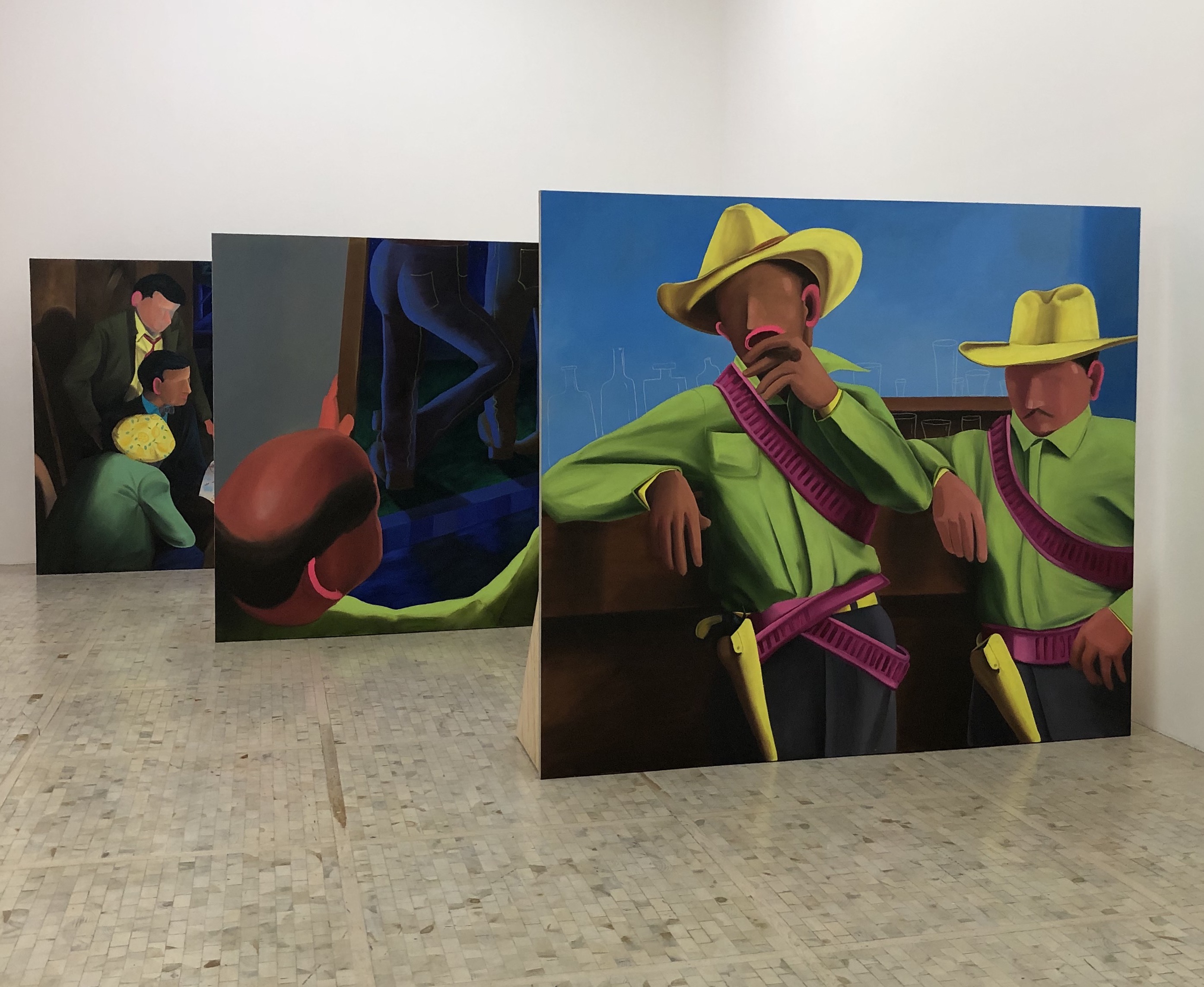 Ana Segovia, El Prisionero 13, El Compadre Mendoza y ¡Vámonos con Pancho Villa!, Óleo sobre tela. Cortesía de la artista y de la Galería Karen Huber