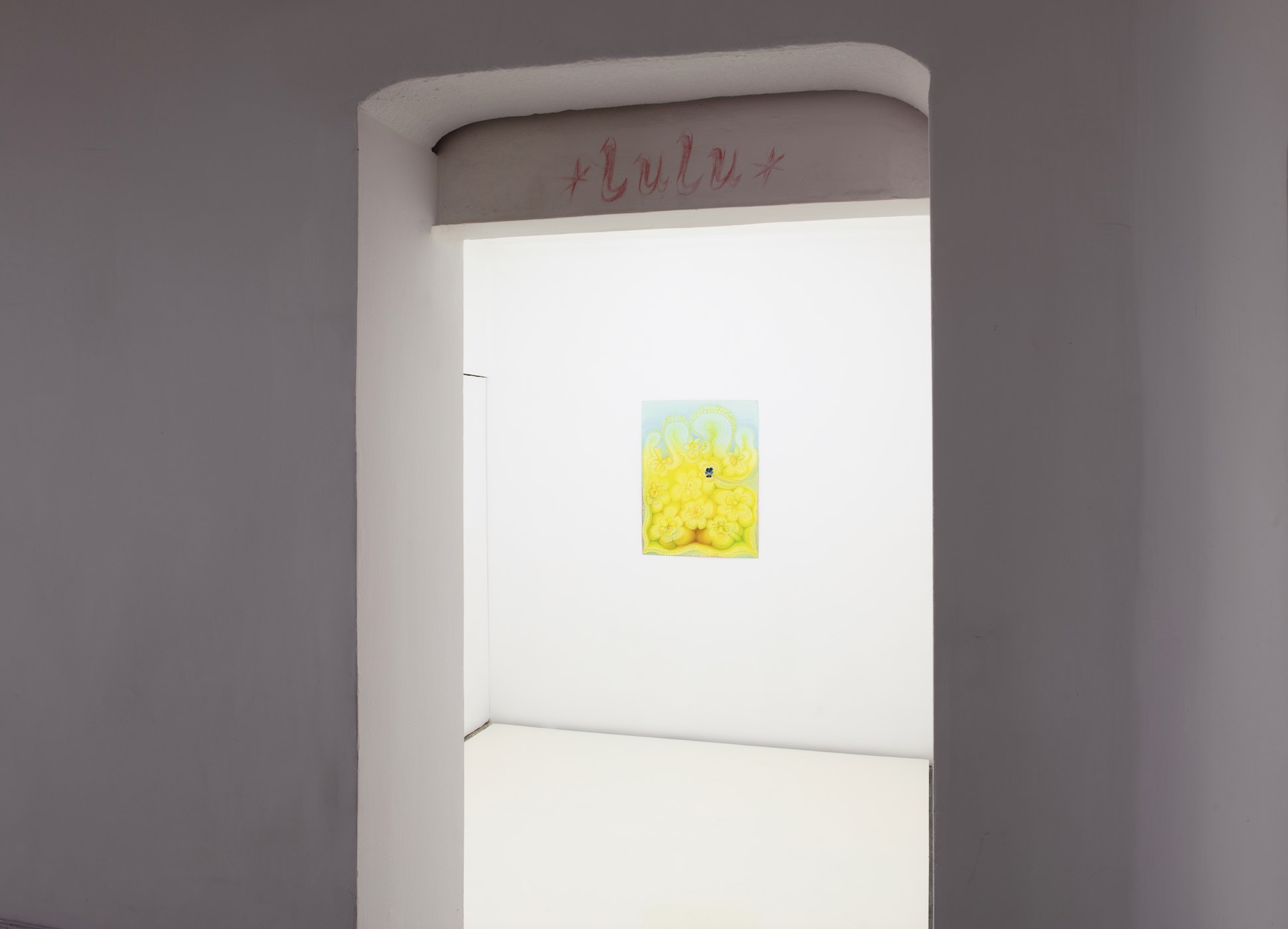 Kinke Kooi. Installation view. Visit, 2022. Acrylics, gouache, color pencil on paper. Photo: White Balance. Courtesy of Lulu.