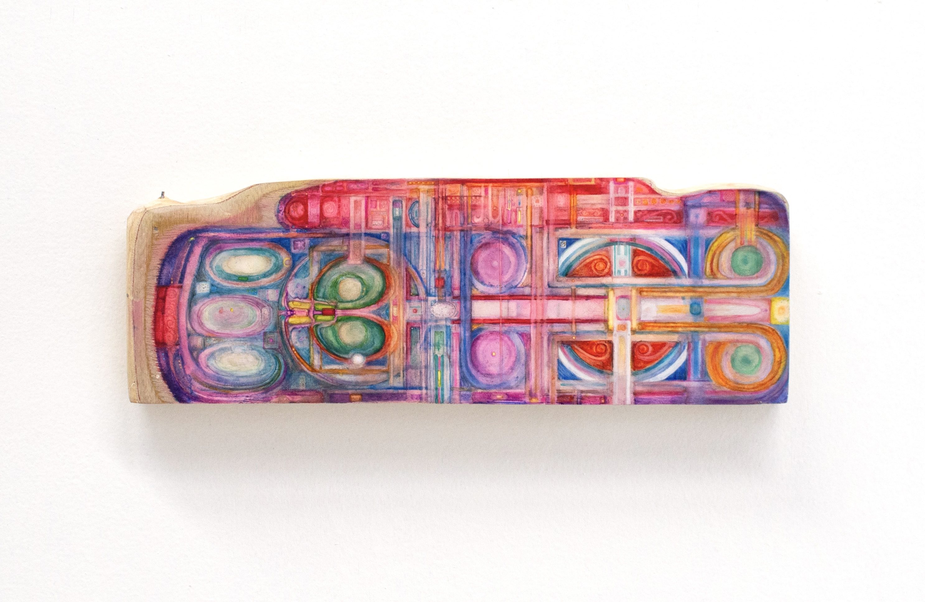  Emiliano de Ezkauriatza, Solarium, 2023. Markers, gouache, colored pencils on wood, 10 cm x 30 cm. Courtesy of the artist. 