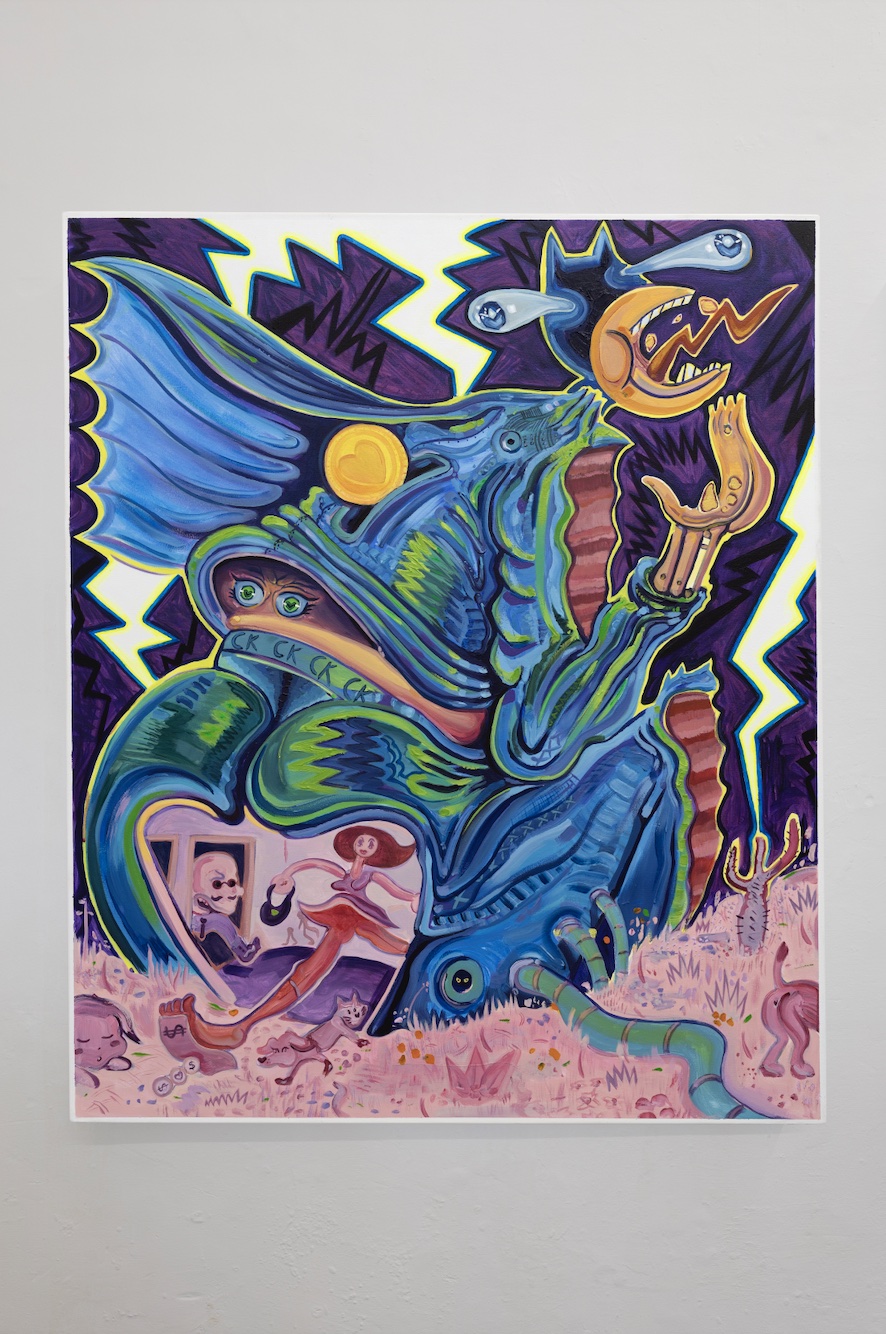Urmeer, 'Es más fácil imaginar el fin del mundo, que el fin del shopping', 2023. Acrylic painting on canvas, 122 x 102 cm. Courtesy of guadalajara90210 and the artist. Photo: Rubén Garay