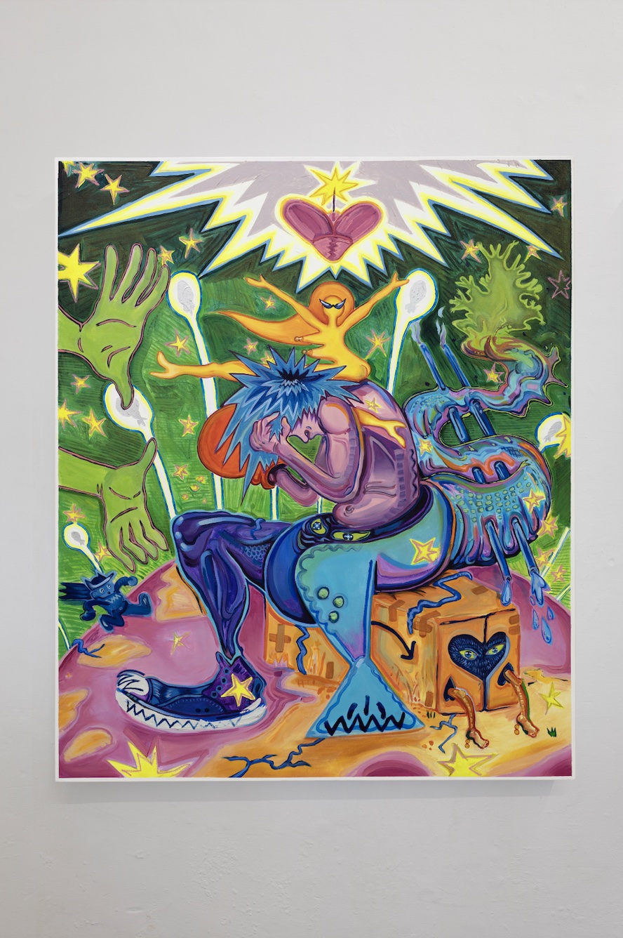 Urmeer, Ni freud, ni tu mama, 2023. Acrylic painting on canvas, 122 x 102 cm. Courtesy of guadalajara90210 and the artist. Photo: Rubén Garay