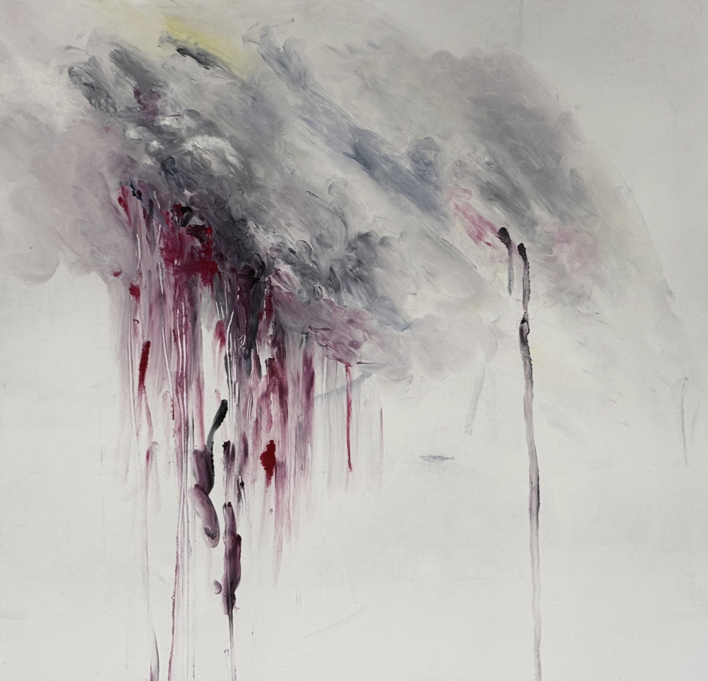 Valentina Attolini, "Arriba llueven carnadas". Fragment of a triptych of monotypes on paper, 57 x 78 cm, 2024. Part of 'Sonámbulos, los párpados lloran.' Courtesy of the artist