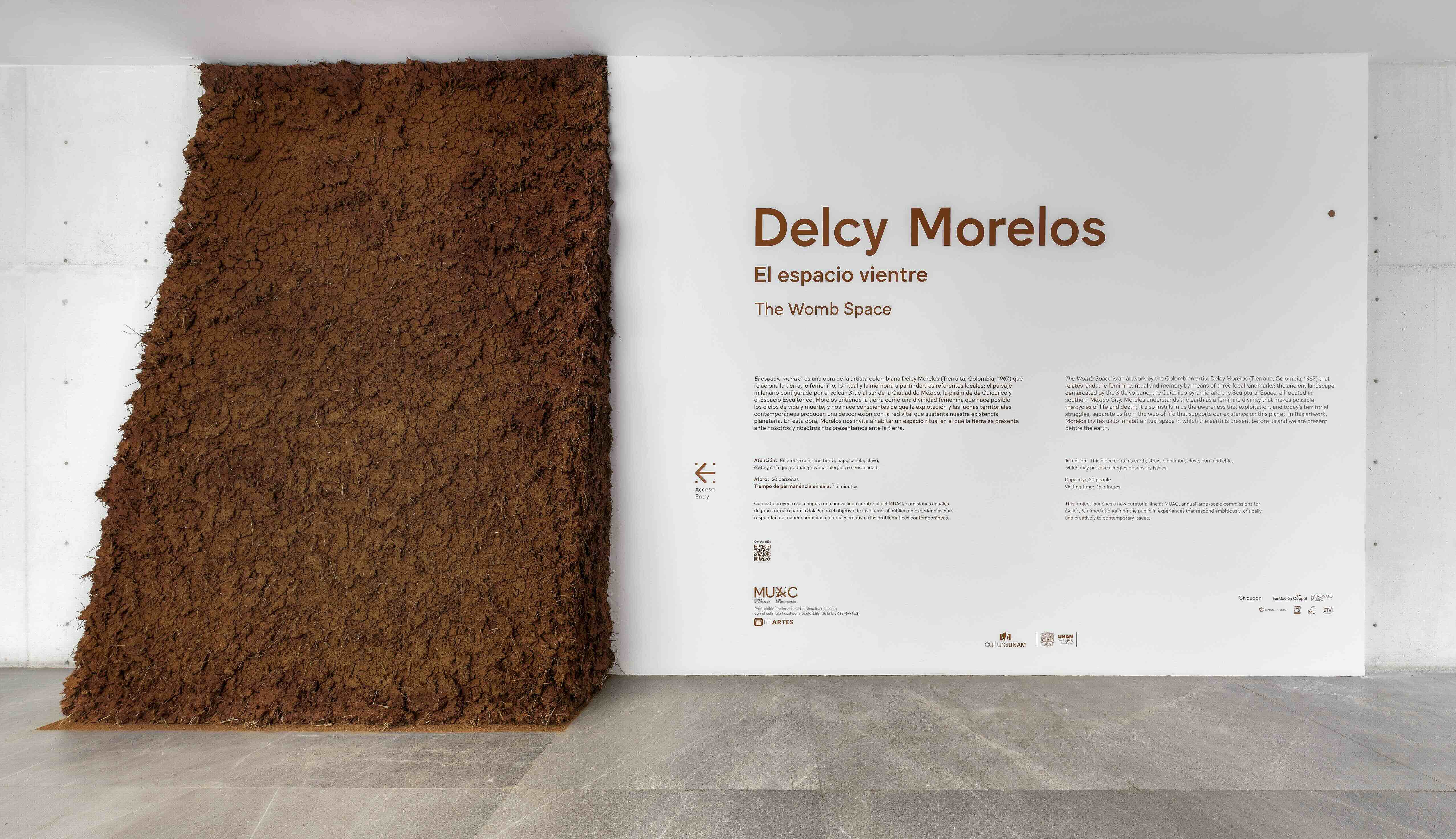 Delcy Morelos. El espacio vientre. Vista de exposición. Museo Universitario Arte Contemporáneo, MUAC/UNAM, 2025. Fotografía: Oliver Santana.